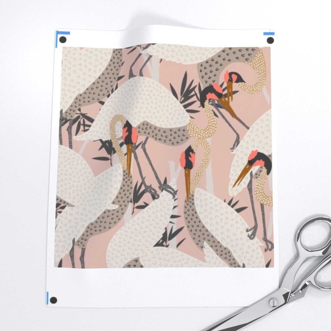 Boho Bird Blush Pink Cream Crane Heron Elegant Modern Custom Removable Wallpaper by Spoonflower Peel & Stick Wallpaper 2FT Wide